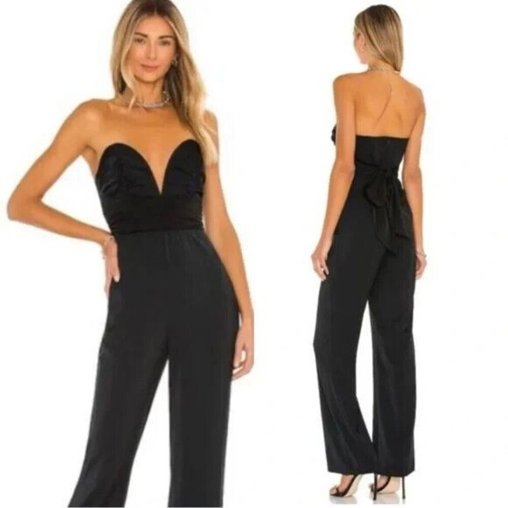 Michael‎ Costello x REVOLVE Amber L Black Strapless Tie Back Formal Jumpsuit